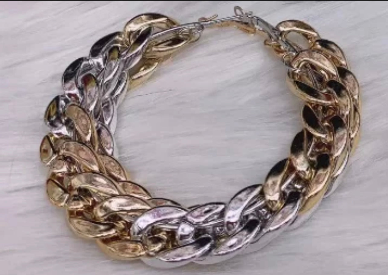 Cuban Link Hoop Earrings
