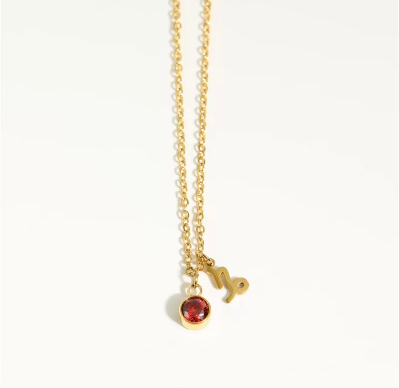 Zodiac Charm Necklace with Birthstone