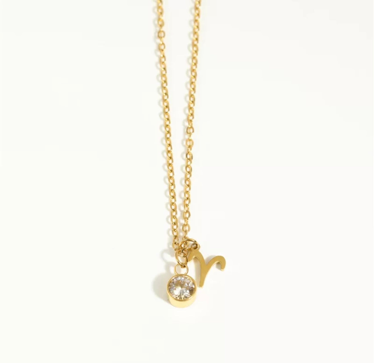 Zodiac Charm Necklace with Birthstone