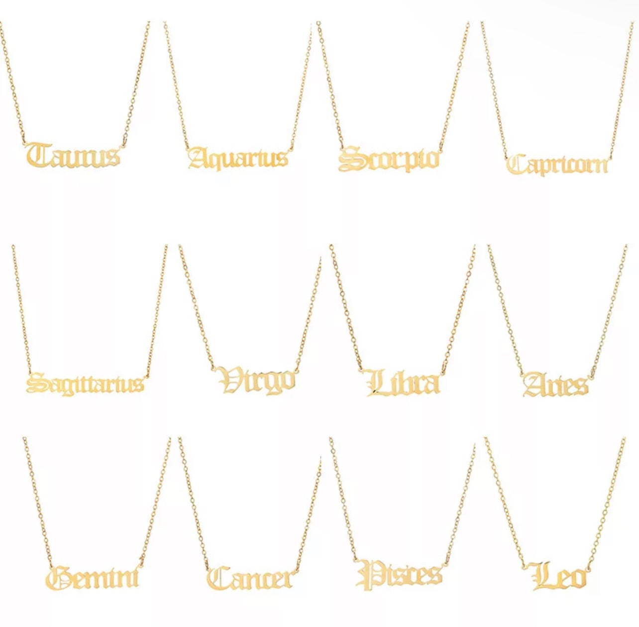 Old English Zodiac Necklace