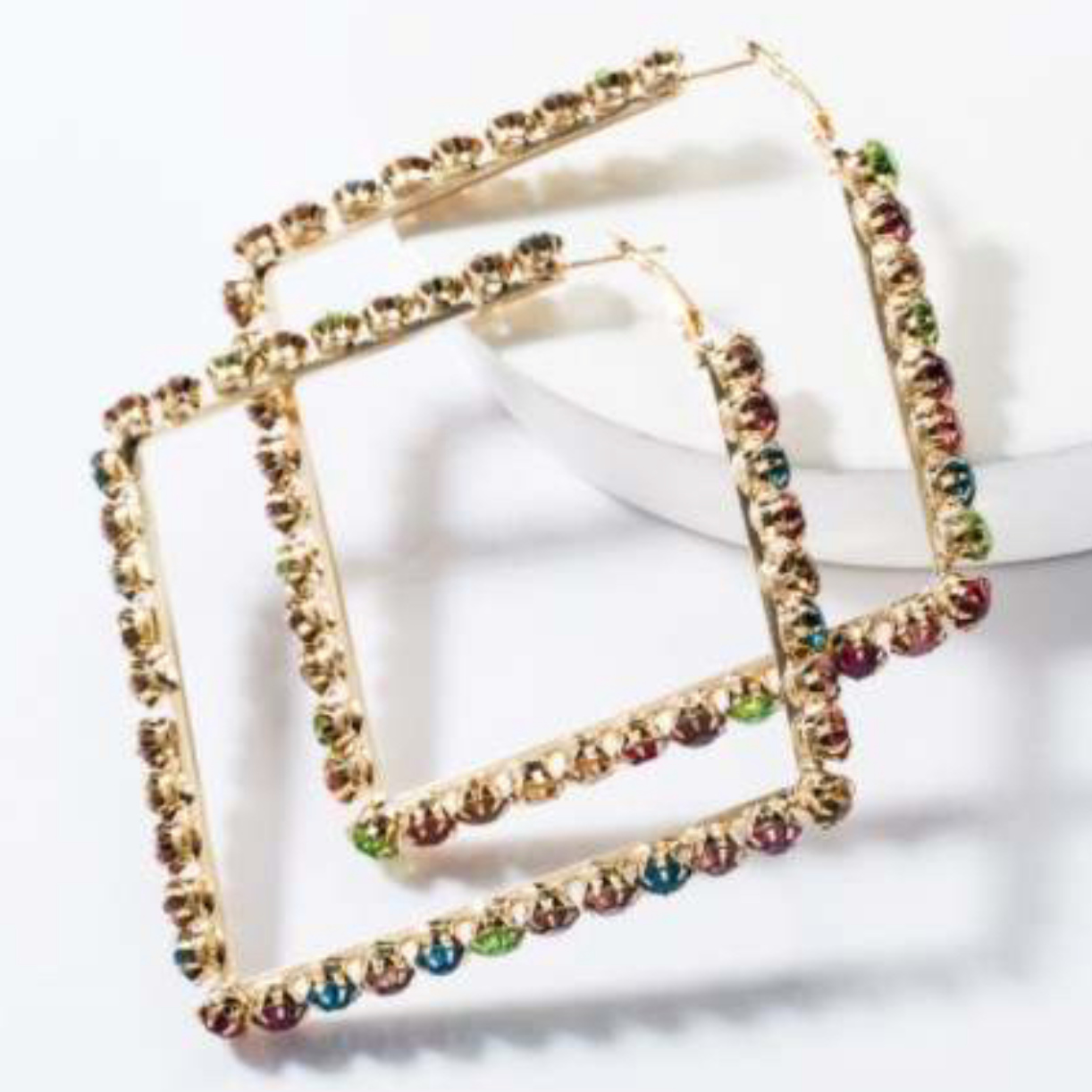 Multi Color Bling Hoop Earrings