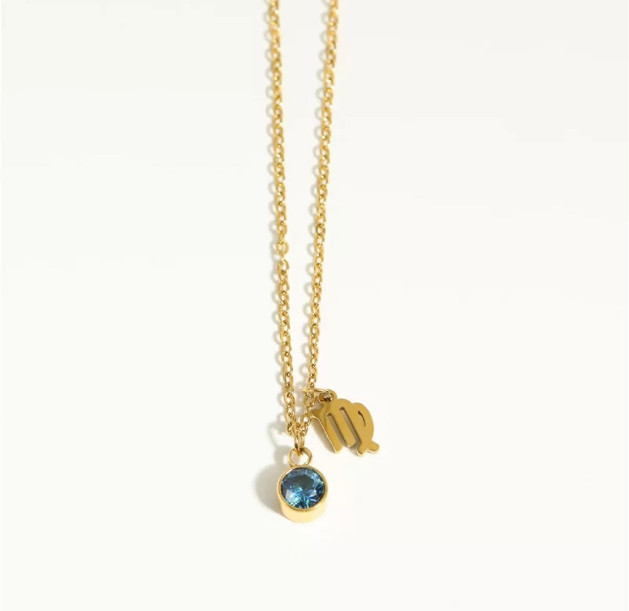 Zodiac Charm Necklace with Birthstone