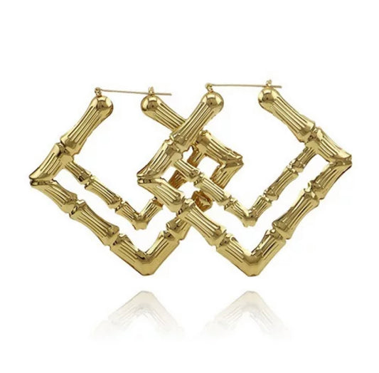 Double Diamond Bamboo Earrings