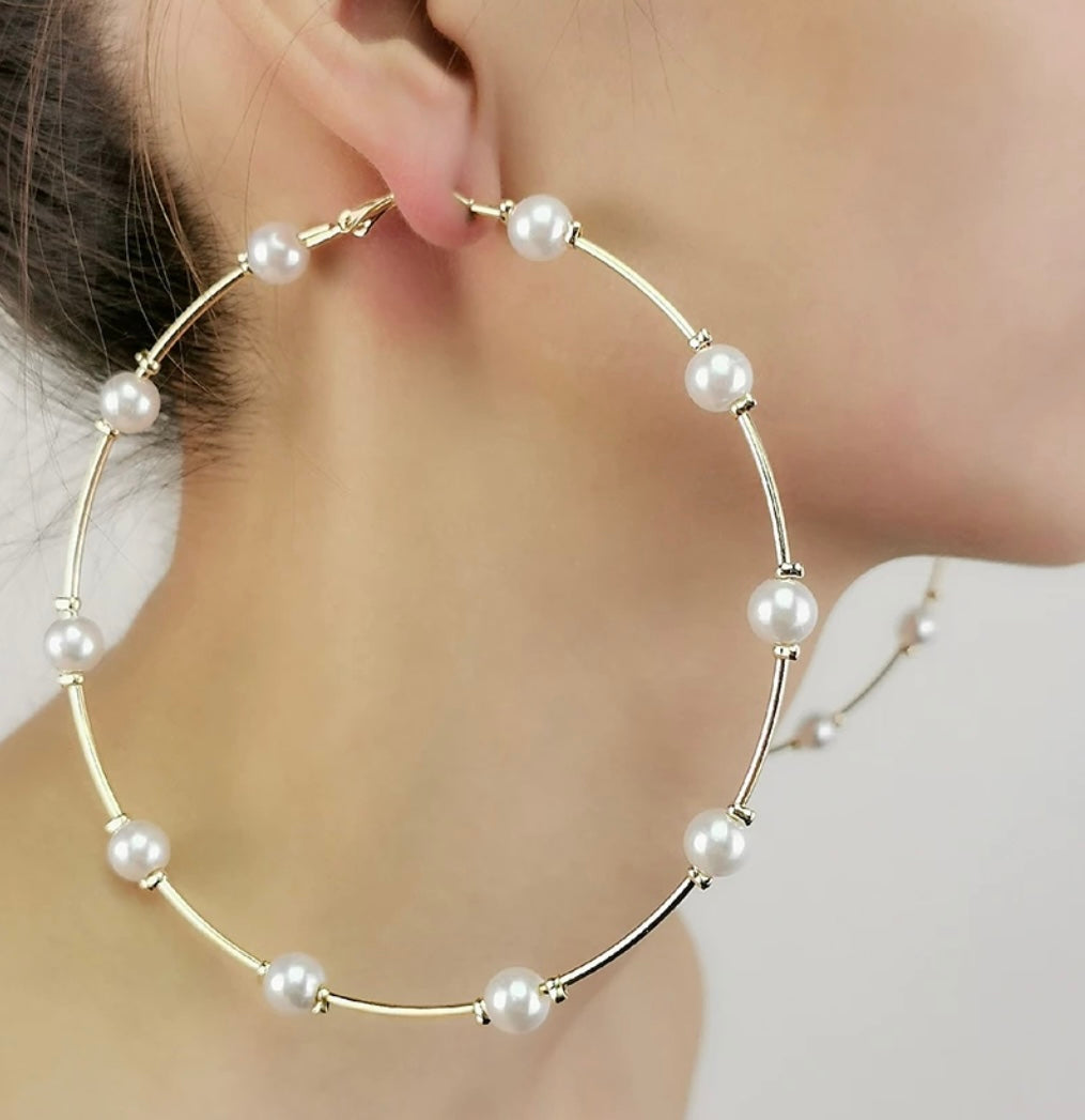 Clutching My Pearls Hoops