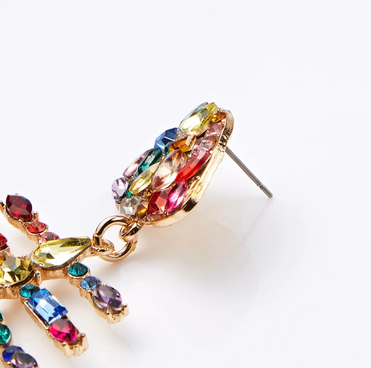Gemstone Fish Bone Earrings