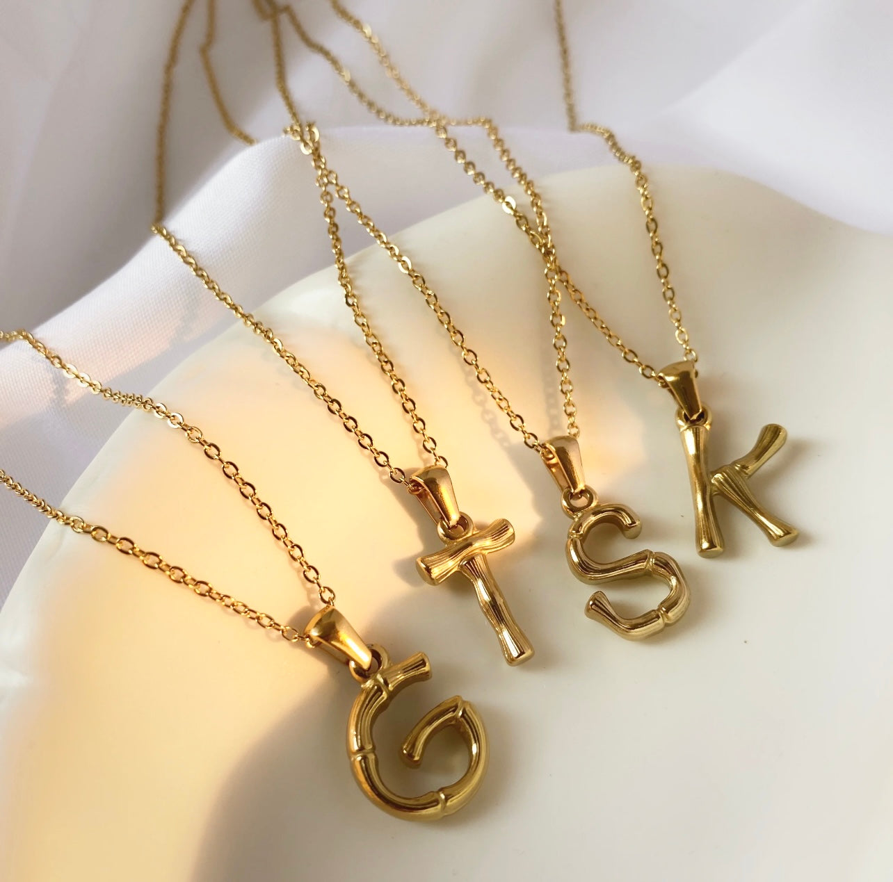 Bamboo Initial Necklace