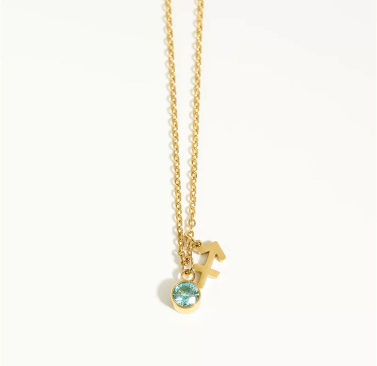 Zodiac Charm Necklace with Birthstone