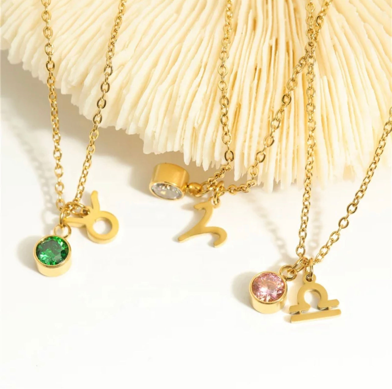 Zodiac Charm Necklace with Birthstone