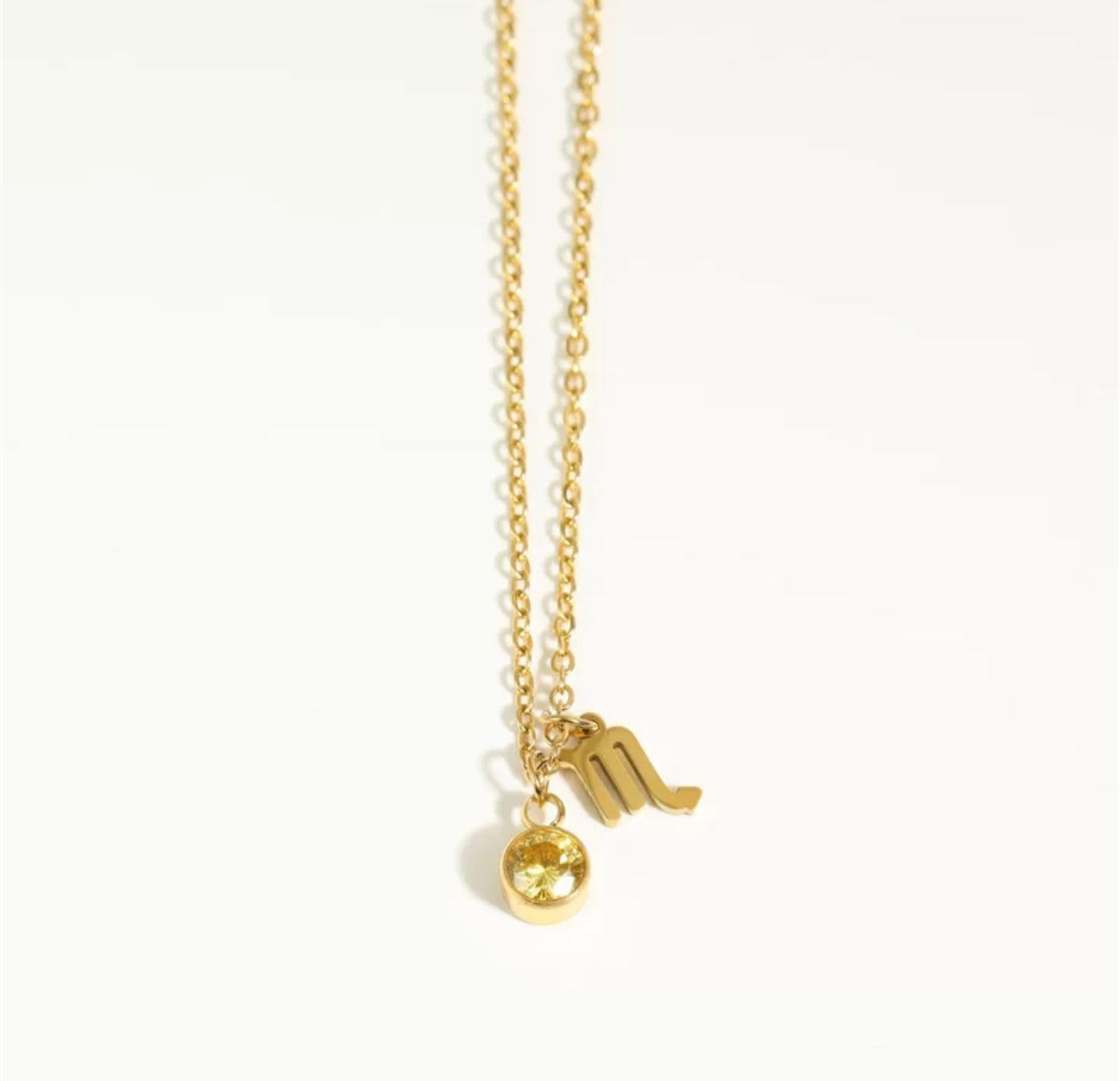 Zodiac Charm Necklace with Birthstone