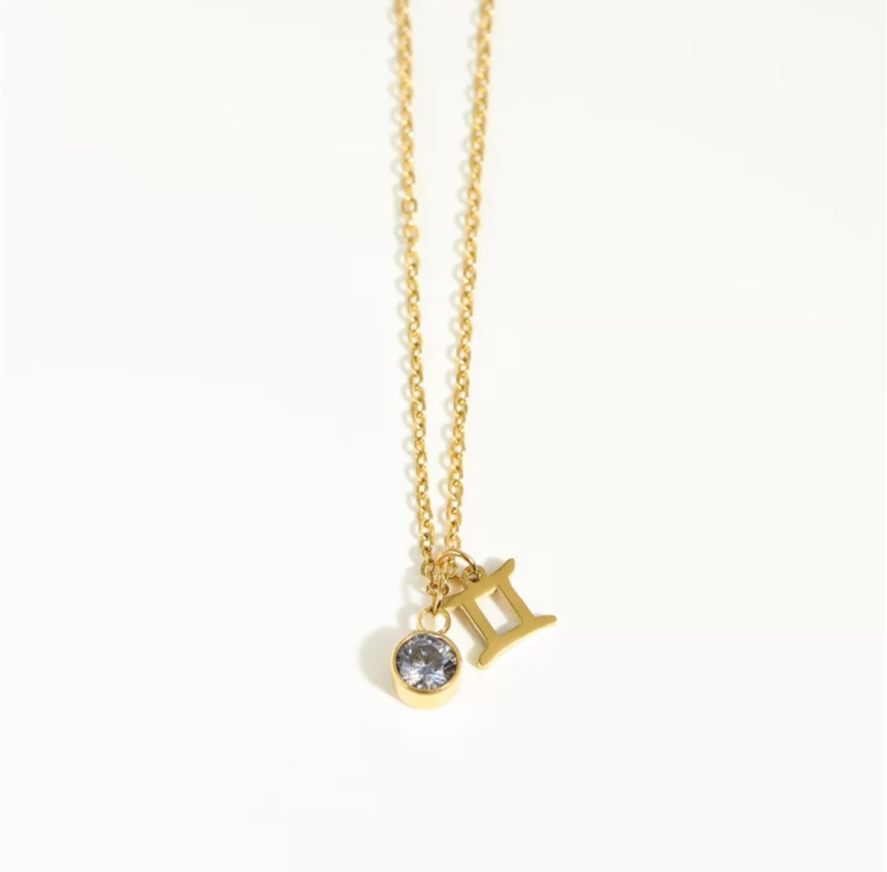 Zodiac Charm Necklace with Birthstone