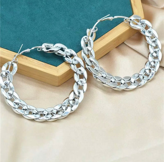 Cuban Link Hoop Earrings