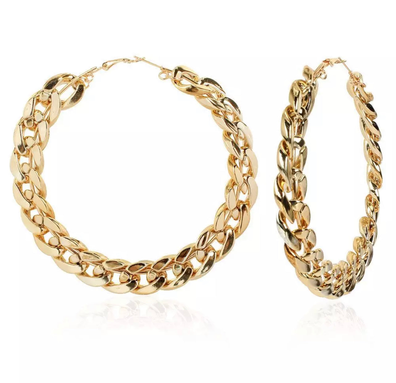 Cuban Link Hoop Earrings