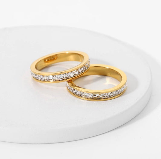 Thin Gold & Clear Eternity Ring