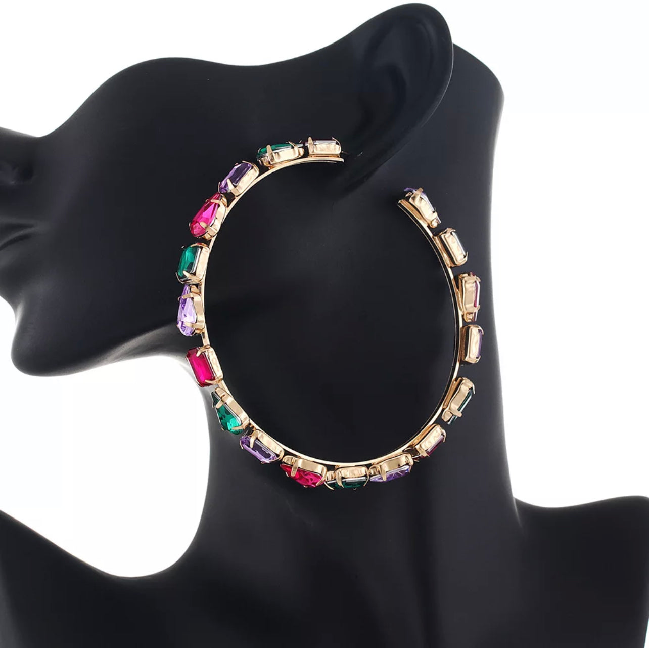 Tri Color Bling Hoop Earrings