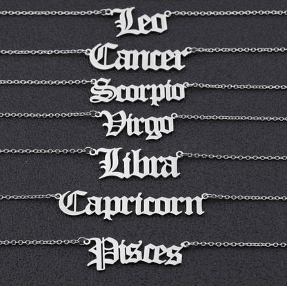 Old English Zodiac Necklace