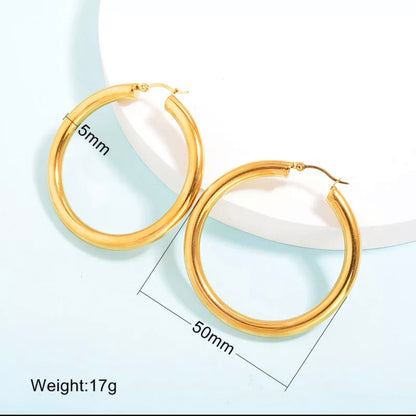 Golden Tube Hoop Earrings