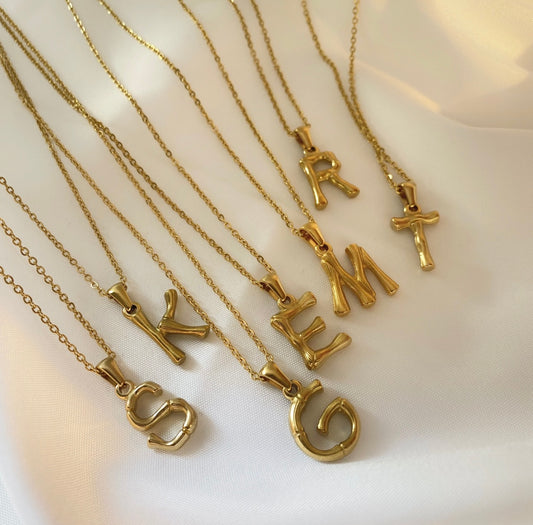 Bamboo Initial Necklace