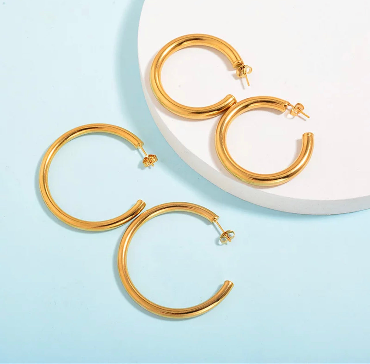 Golden Tube Hoop Earrings