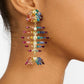 Gemstone Fish Bone Earrings