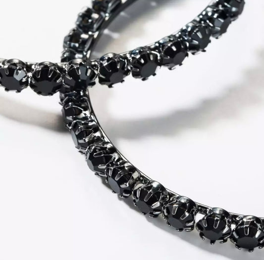 Black Bling Hoops