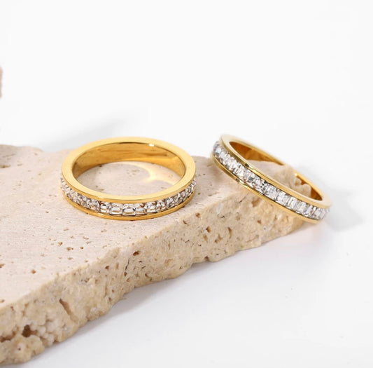 Thin Gold & Clear Eternity Ring